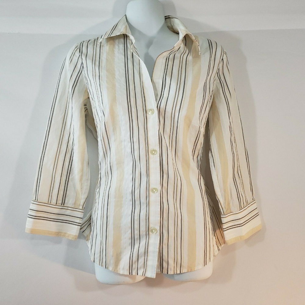 Striped Cream and Black Women's Top